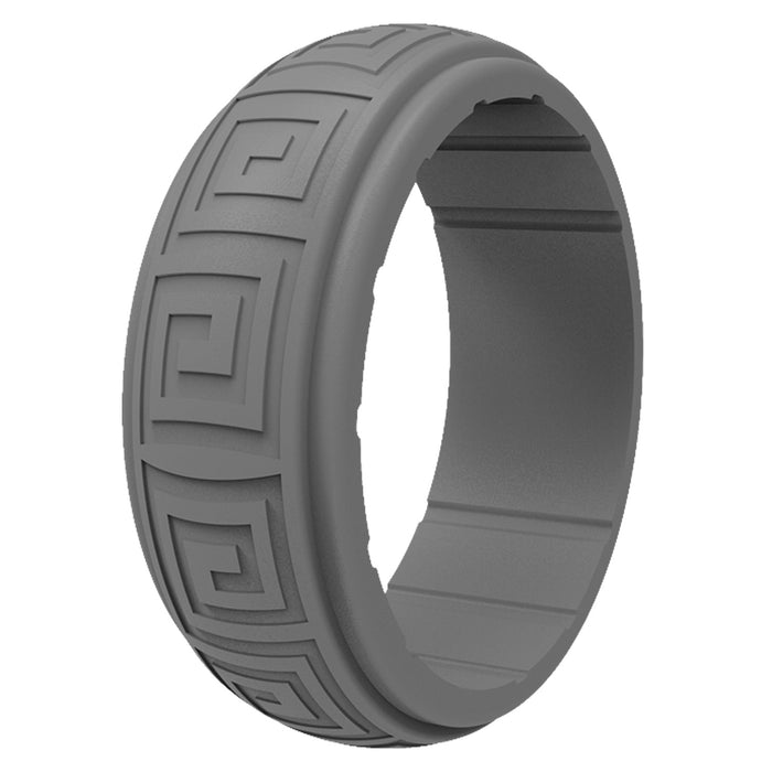 Men's 8mm Greek Groove Pattern Silicone Ring