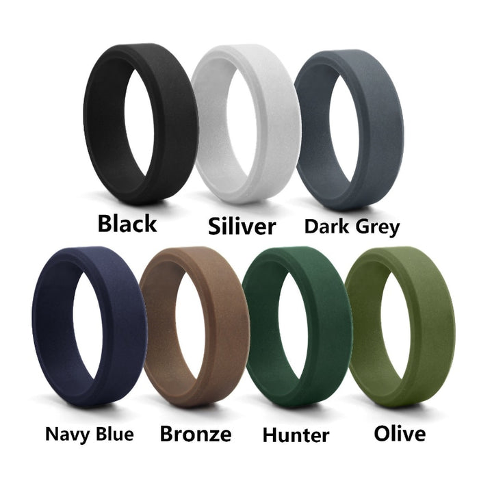 Men's Classic 8mm Dome Beveled Edge Silicone Ring
