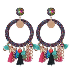 Gem Acrylic Tassel Rounded Hoops