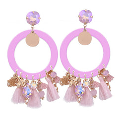 Gem Acrylic Tassel Rounded Hoops