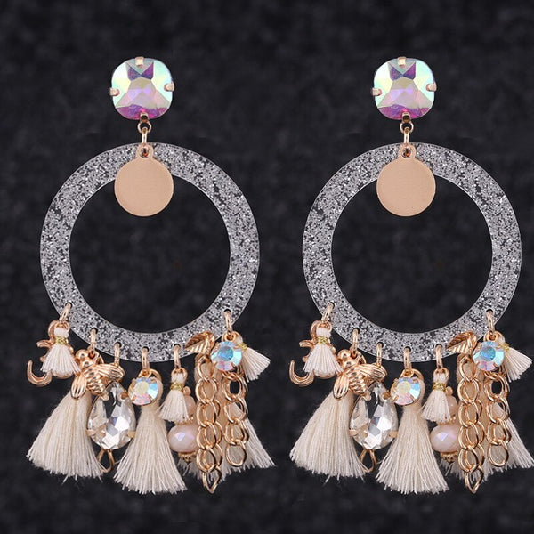 Gem Acrylic Tassel Rounded Hoops