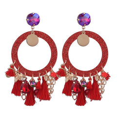 Gem Acrylic Tassel Rounded Hoops