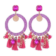 Gem Acrylic Tassel Rounded Hoops