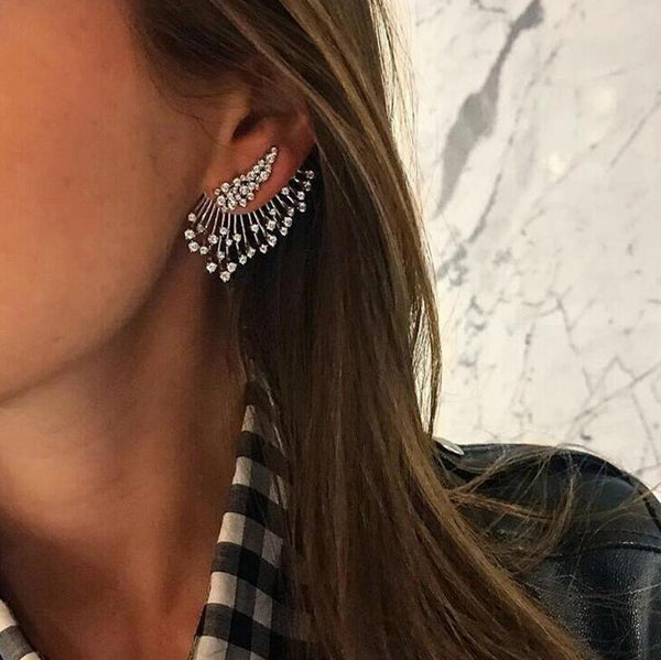 Sparkling Starburst Crystal Jacket Earrings