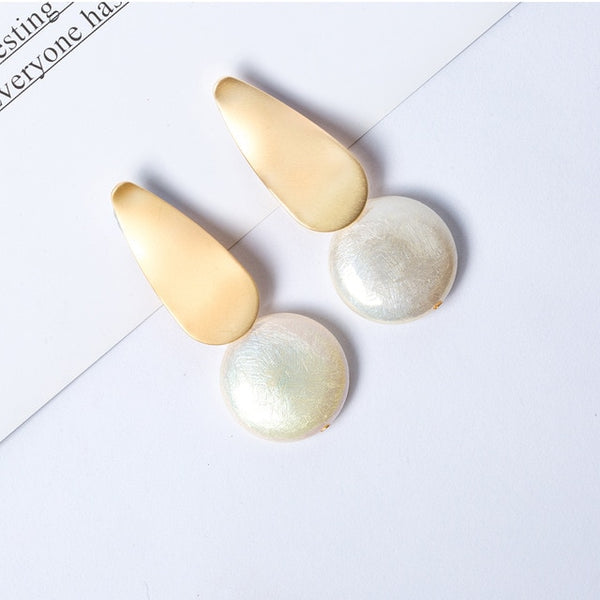 Summer Acrylic Tear Drop Iridescent Colored Sea Shell Post Earrings