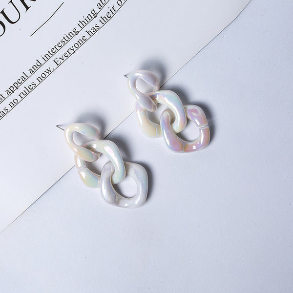 Summer Acrylic Iridescent Colored Sea Shell Post Earrings