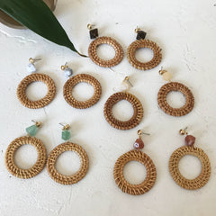 Summer Knit Wicker Hoop Earrings