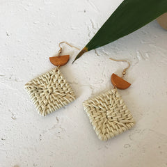 Summer Knit Wicker Hoop Earrings