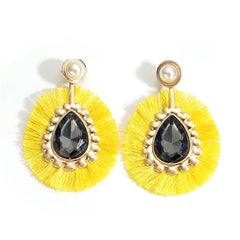 Summer Jewel And Fringe Pearl Post Earrings