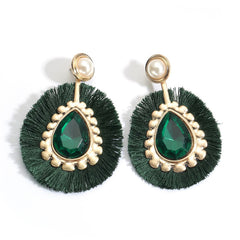 Summer Jewel And Fringe Pearl Post Earrings