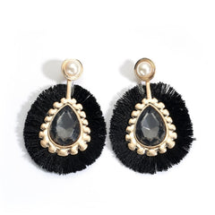 Summer Jewel And Fringe Pearl Post Earrings