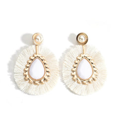 Summer Jewel And Fringe Pearl Post Earrings