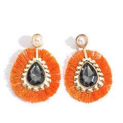 Summer Jewel And Fringe Pearl Post Earrings