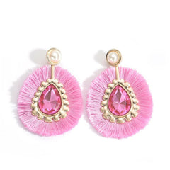 Summer Jewel And Fringe Pearl Post Earrings