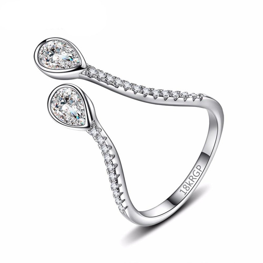 Women's Adjustable Water Drop CZ Ring