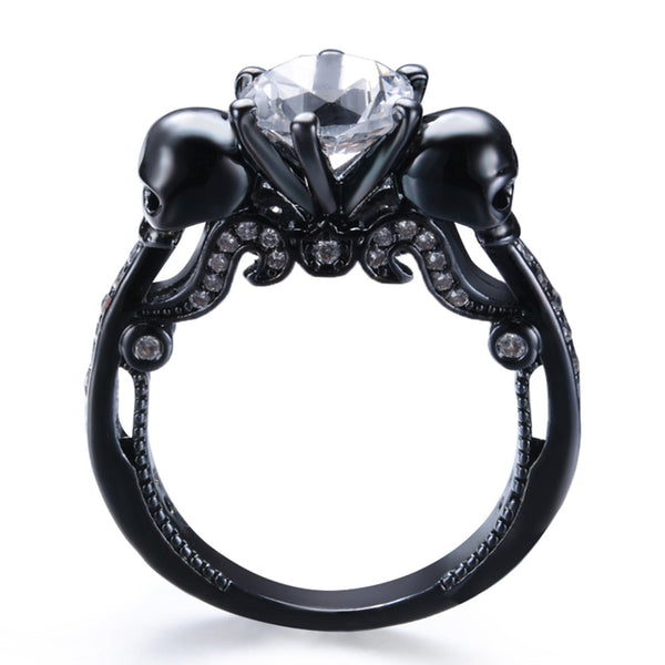 Women's European Gothic Skull Titanium Crystal Ring