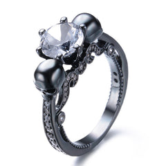 Women's European Gothic Skull Titanium Crystal Ring