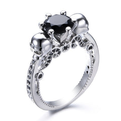 Women's European Gothic Skull Titanium Crystal Ring