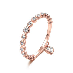 Women's Heart Shaped Copper and Platinum Rose Gold Plated CZ Ring