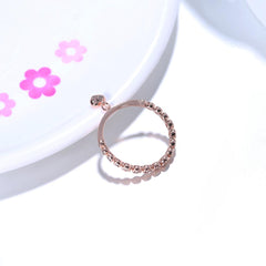 Women's Heart Shaped Copper and Platinum Rose Gold Plated CZ Ring