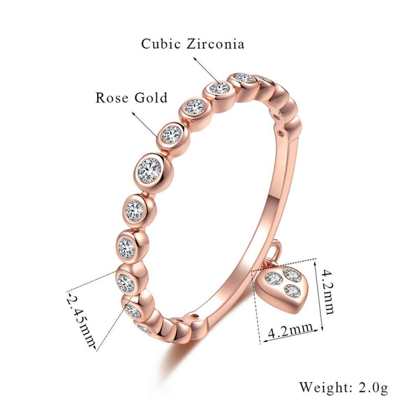 Women's Heart Shaped Copper and Platinum Rose Gold Plated CZ Ring