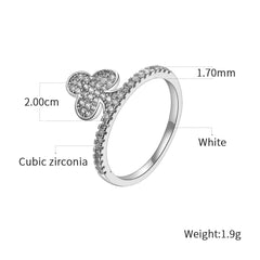 Women's Fashion Charm Rose Gold Plated Crystal Spade Channel Set Ring