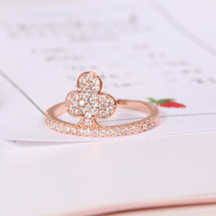 Women's Fashion Charm Rose Gold Plated Crystal Spade Channel Set Ring