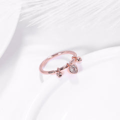 Women's Rose Gold Plated Copper Heart Shaped Pendant CZ Ring