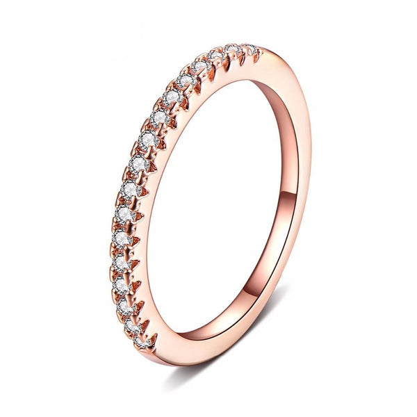 Women's Prong Set Band Rose Gold Plated CZ Ring