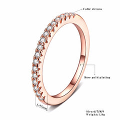 Women's Prong Set Band Rose Gold Plated CZ Ring