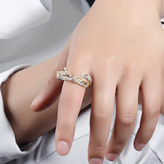 Women's Bow Knot Gold Plated CZ Ring