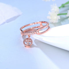 Women's Crossover to Single Band Rose Gold Plated T Pendant Ring