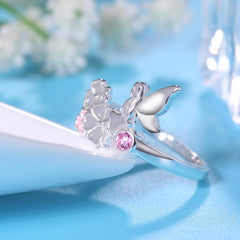 Women's Silver Plated Fairy and Flowers CZ Crystal Ring