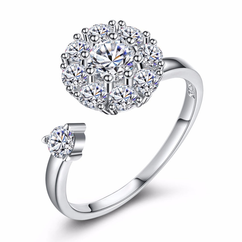 Women's Silver Plated Open Band CZ Ring