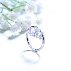 Women's 5 Point Star Charm Band Silver Plated CZ Ring