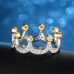 Women's Crown Gold and Silver Plated CZ Ring