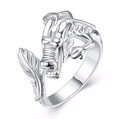 Women's Dragon Silver Plated Adjustable Ring