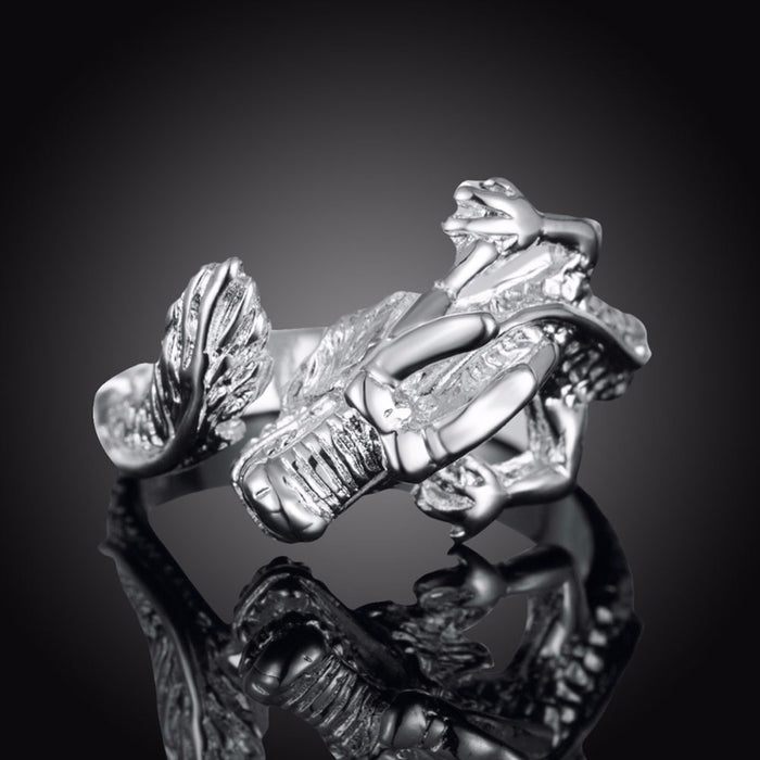 Women's Dragon Silver Plated Adjustable Ring