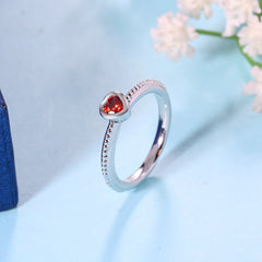 Women's Heart Set Silver Plated CZ Ring