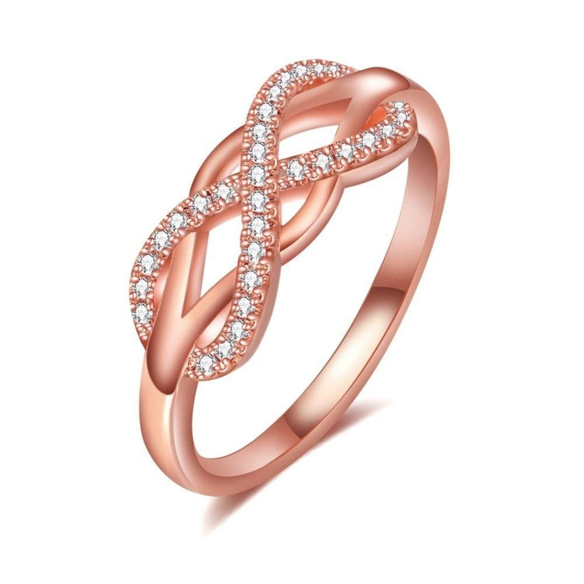 Women's Infinity Band Set Rose Gold Plated CZ Ring