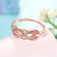 Women's Infinity Band Set Rose Gold Plated CZ Ring