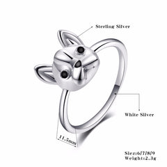 Women's Pug Puppy Silver Plated Ring