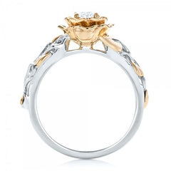 Women's Two Tone Gold and Silver Plated Rose Prong Set CZ Ring