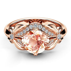 Women's European Vintage Rose and Knot CZ Rose Gold Plated Ring