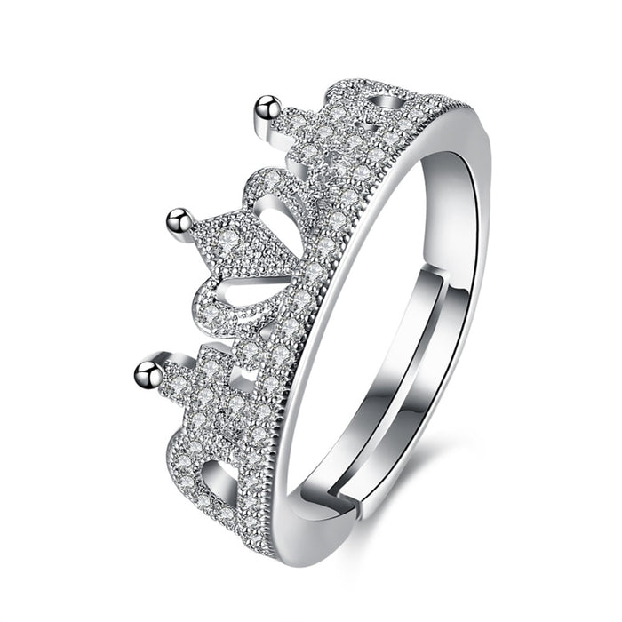 Women's Platinum Plated 'Crown Jewels' CZ Ring