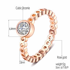 Women's Hollow Channel Rose Gold Plated CZ Ring