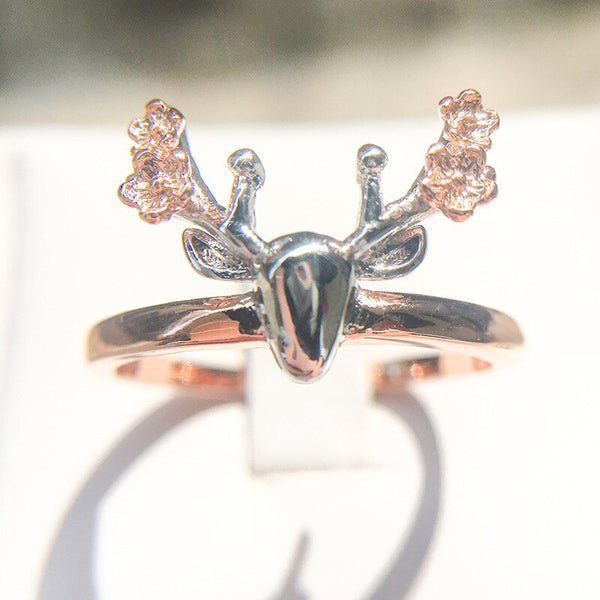 Women's Deer Rose Gold and Platinum Plated Ring