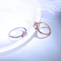 Women's Crown Set Imitation Pearl Rose Gold and Silver Plated CZ Ring