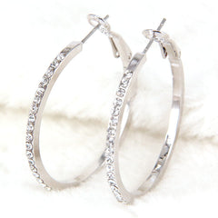 Women's Rhinestone Rose Gold Plated Dual Hoop Earrings