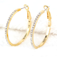 Women's Rhinestone Rose Gold Plated Dual Hoop Earrings